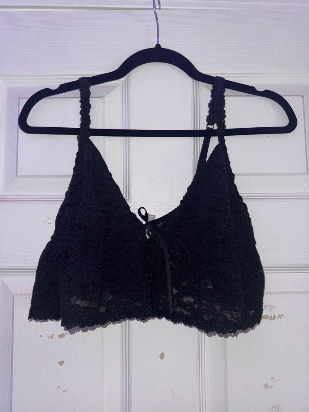 Aerie Black Lace Bralette with Front Tie